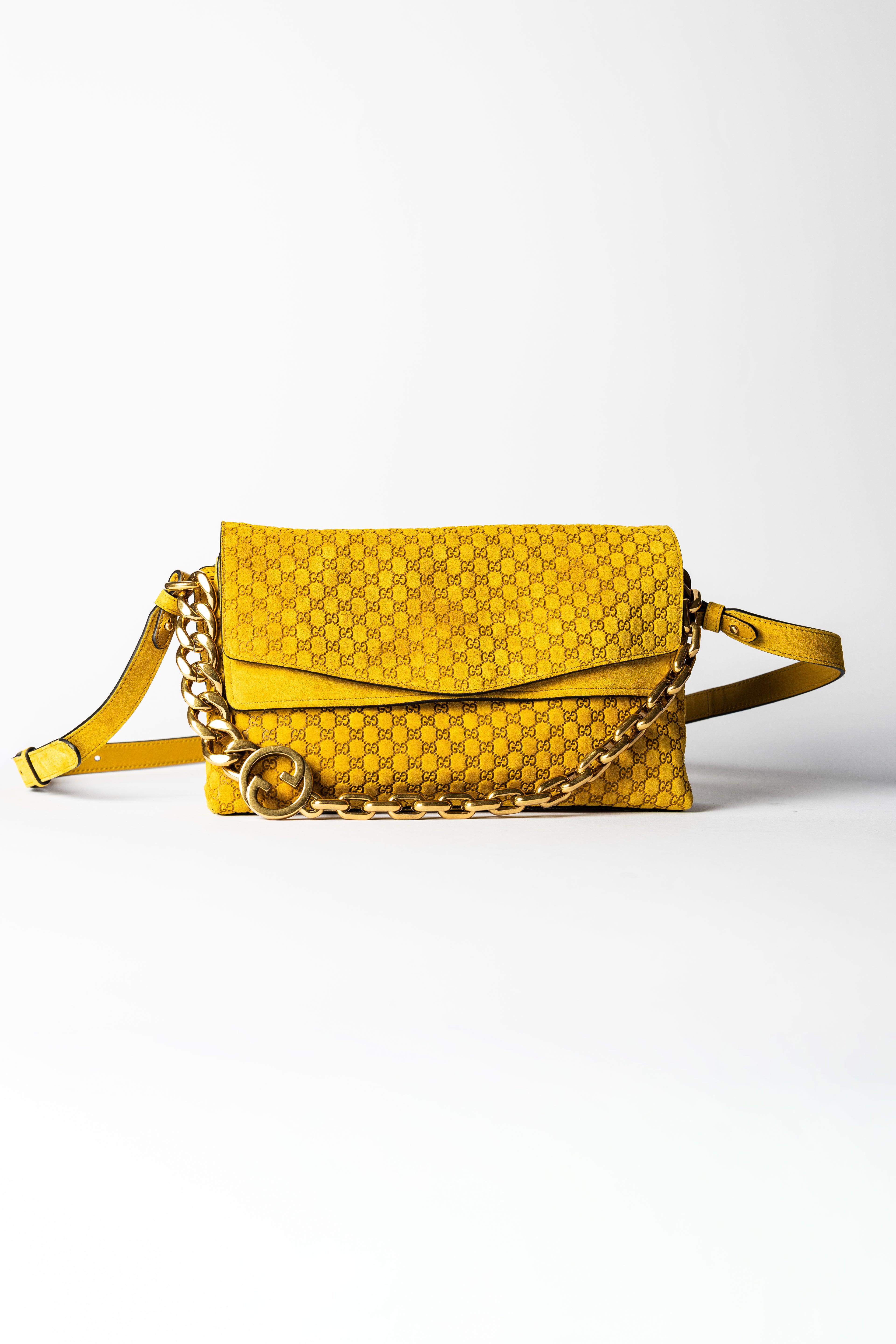 Gucci Monogram Suede Chain Shoulder Bag – Giallo