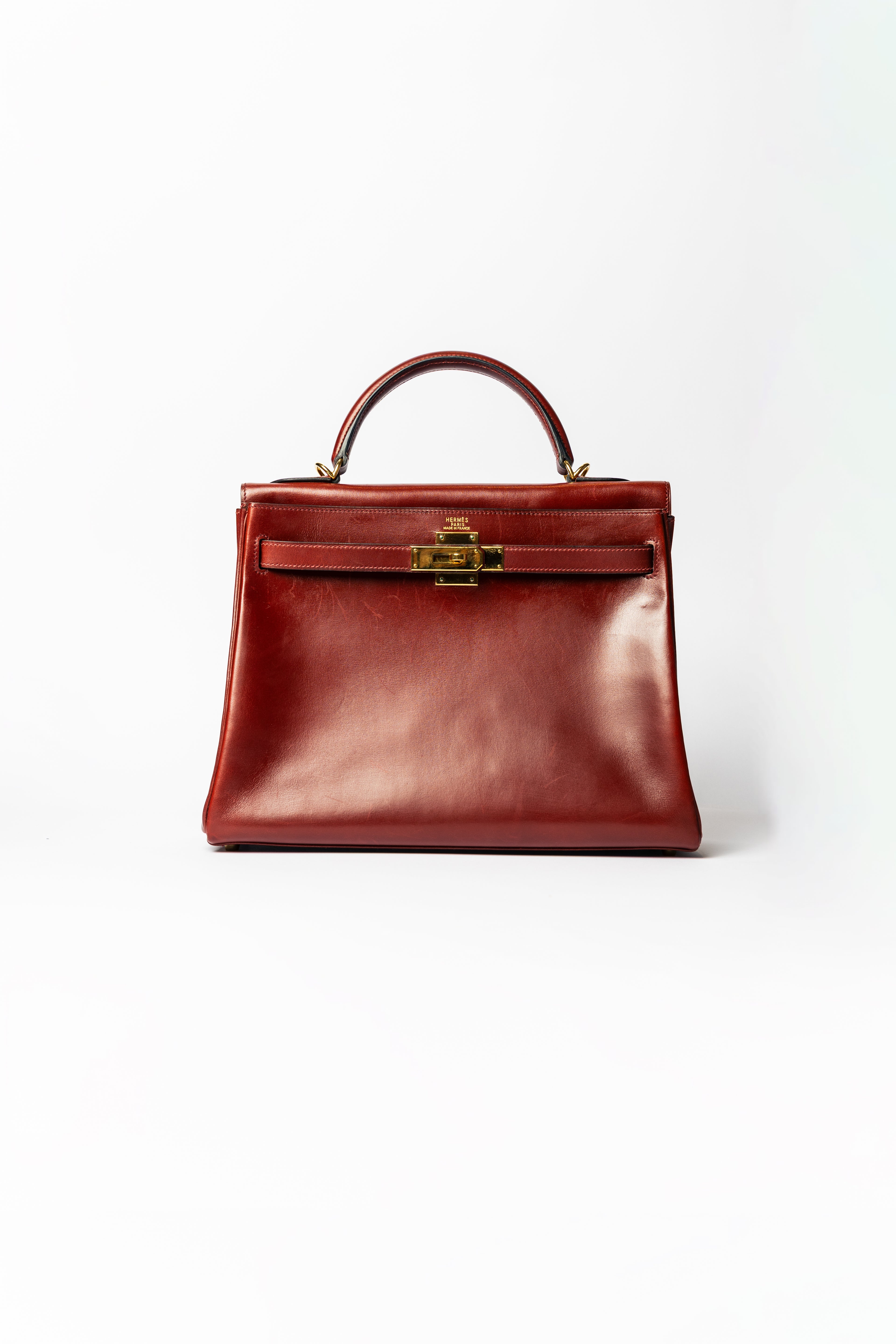 Hermès Kelly 32 Sellier – Rouge H (Leather Top Handle Bag)