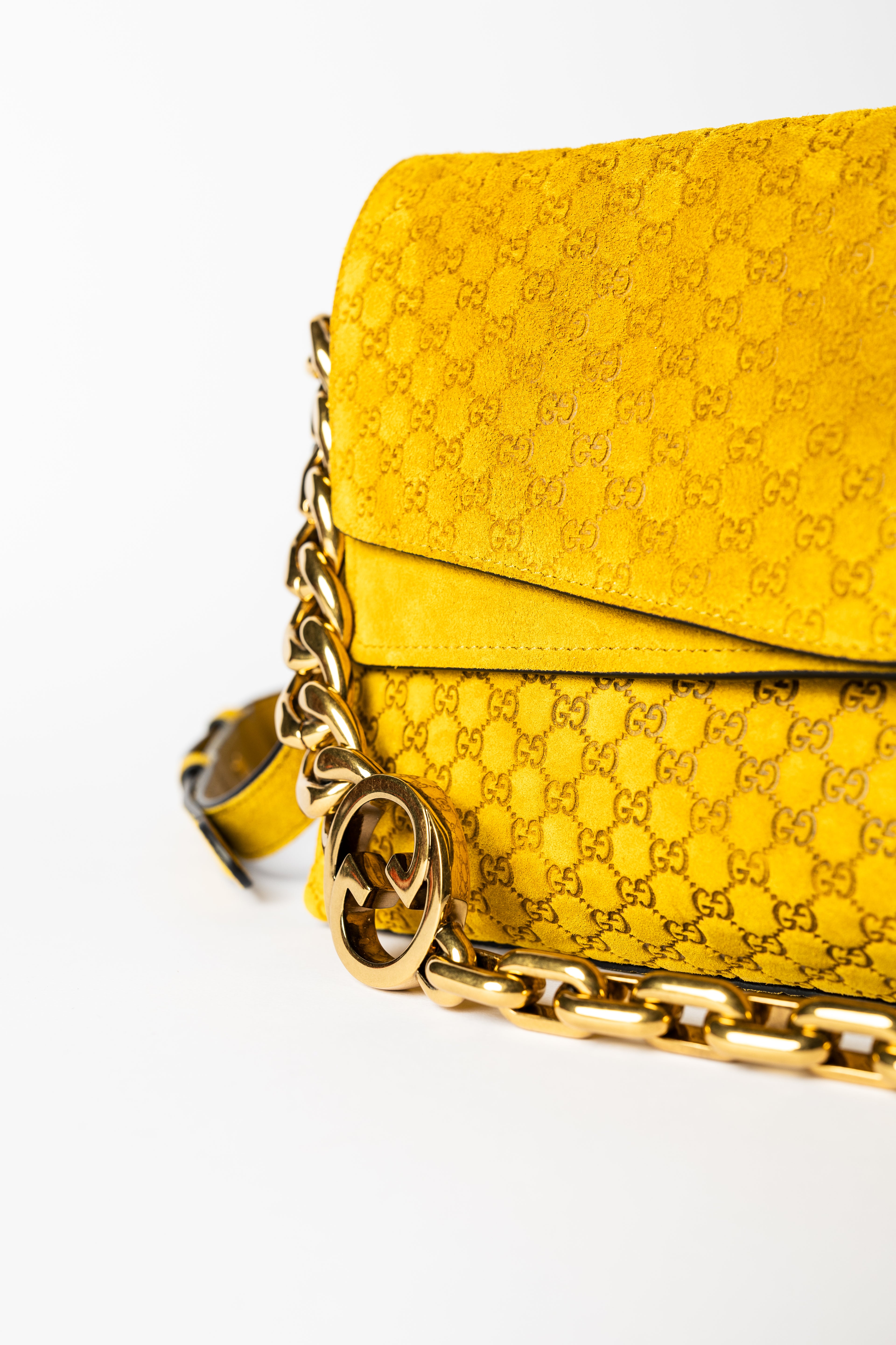 Gucci Monogram Suede Chain Shoulder Bag – Giallo