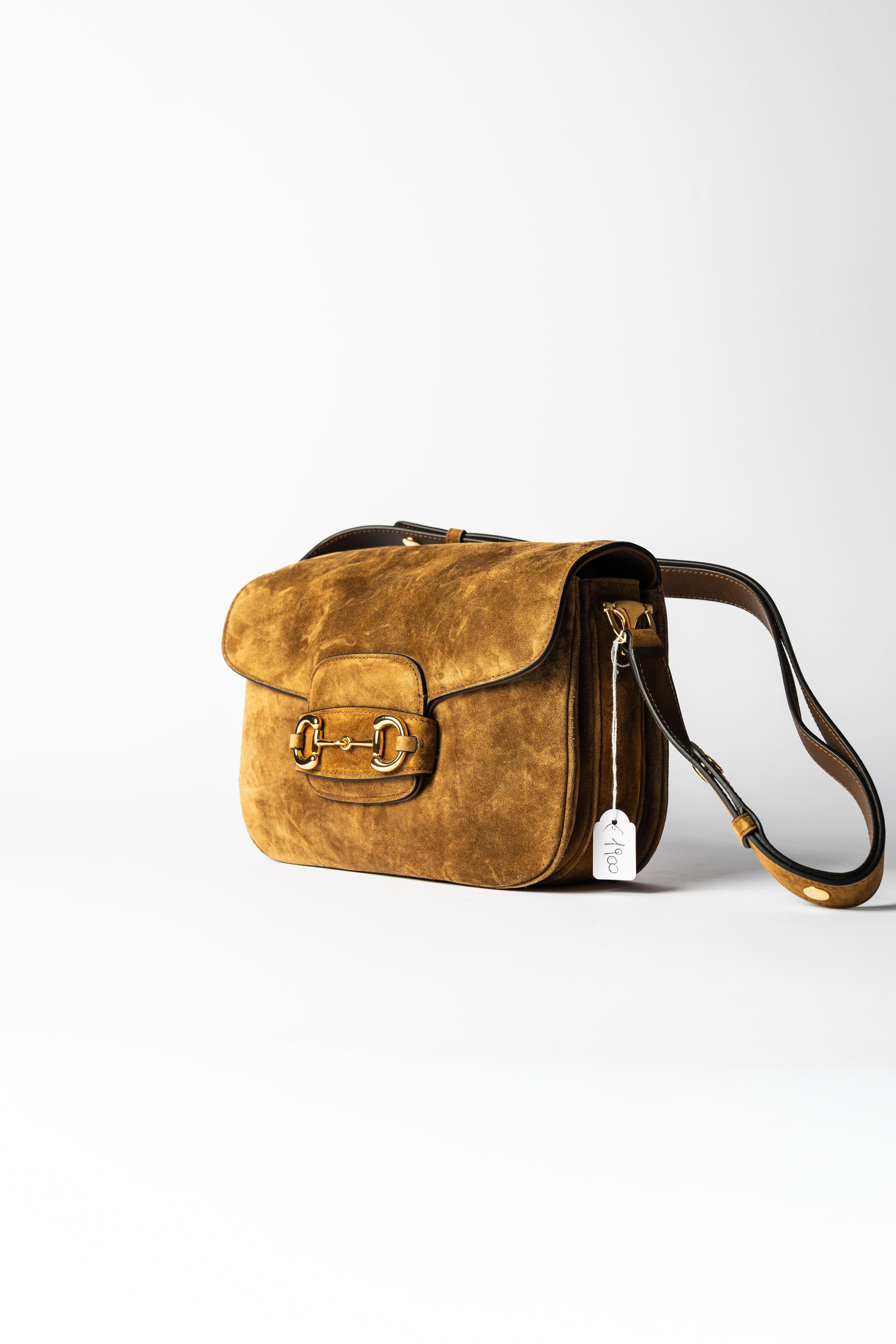 Horsebit Suede Shoulder Bag
