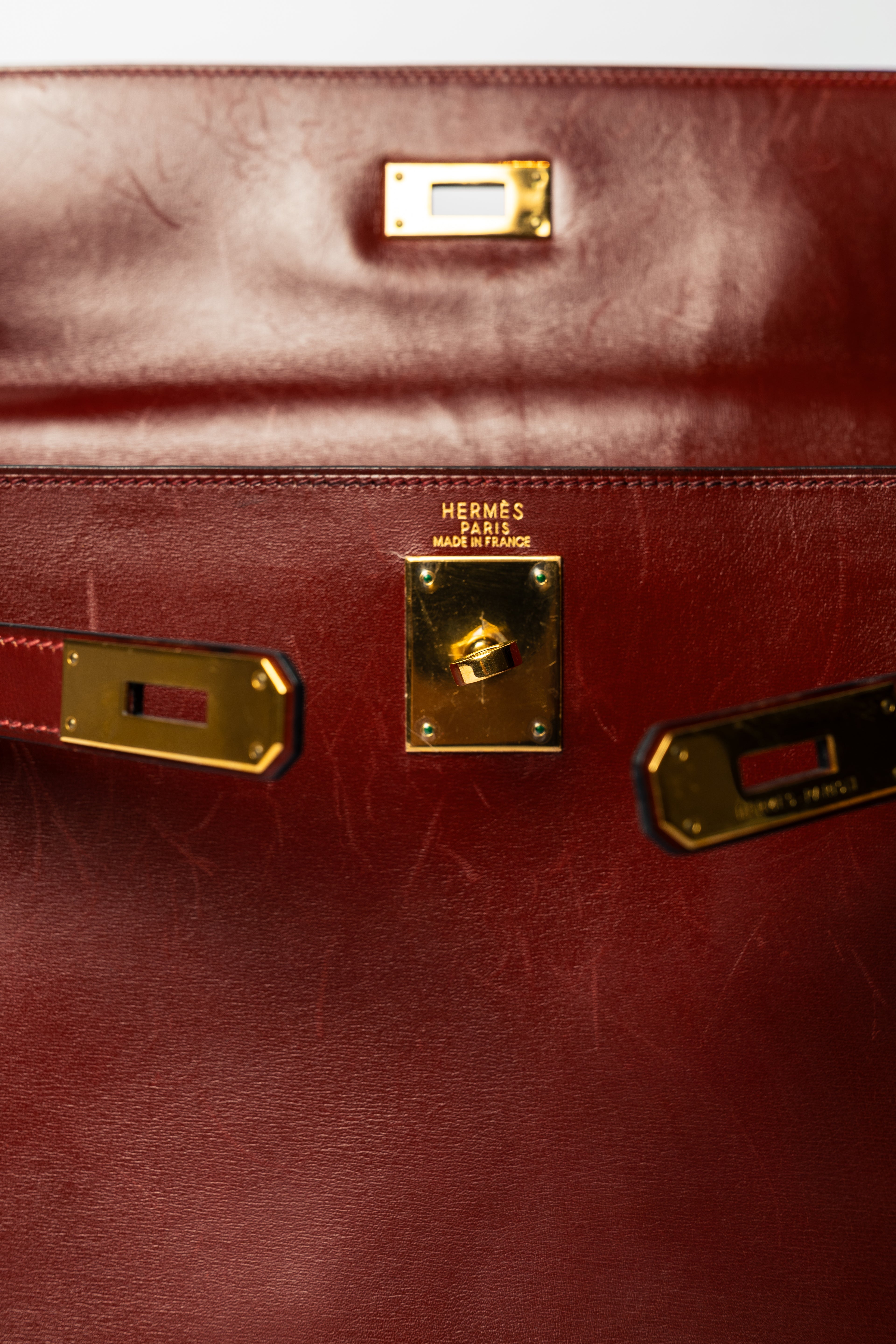 Hermès Kelly 32 Sellier – Rouge H (Leather Top Handle Bag)