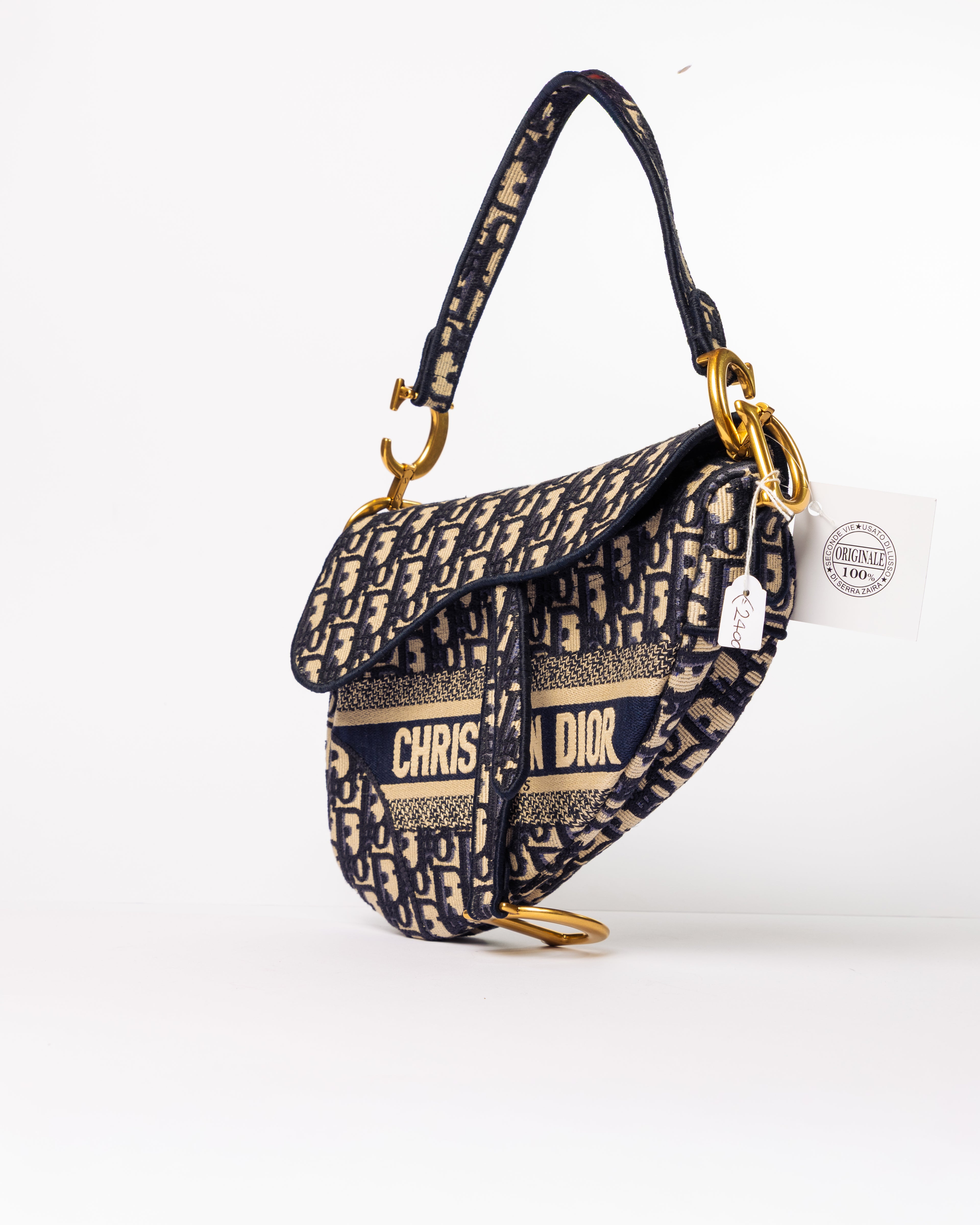 Saddle Bag Oblique con ricamo “Christian Dior”