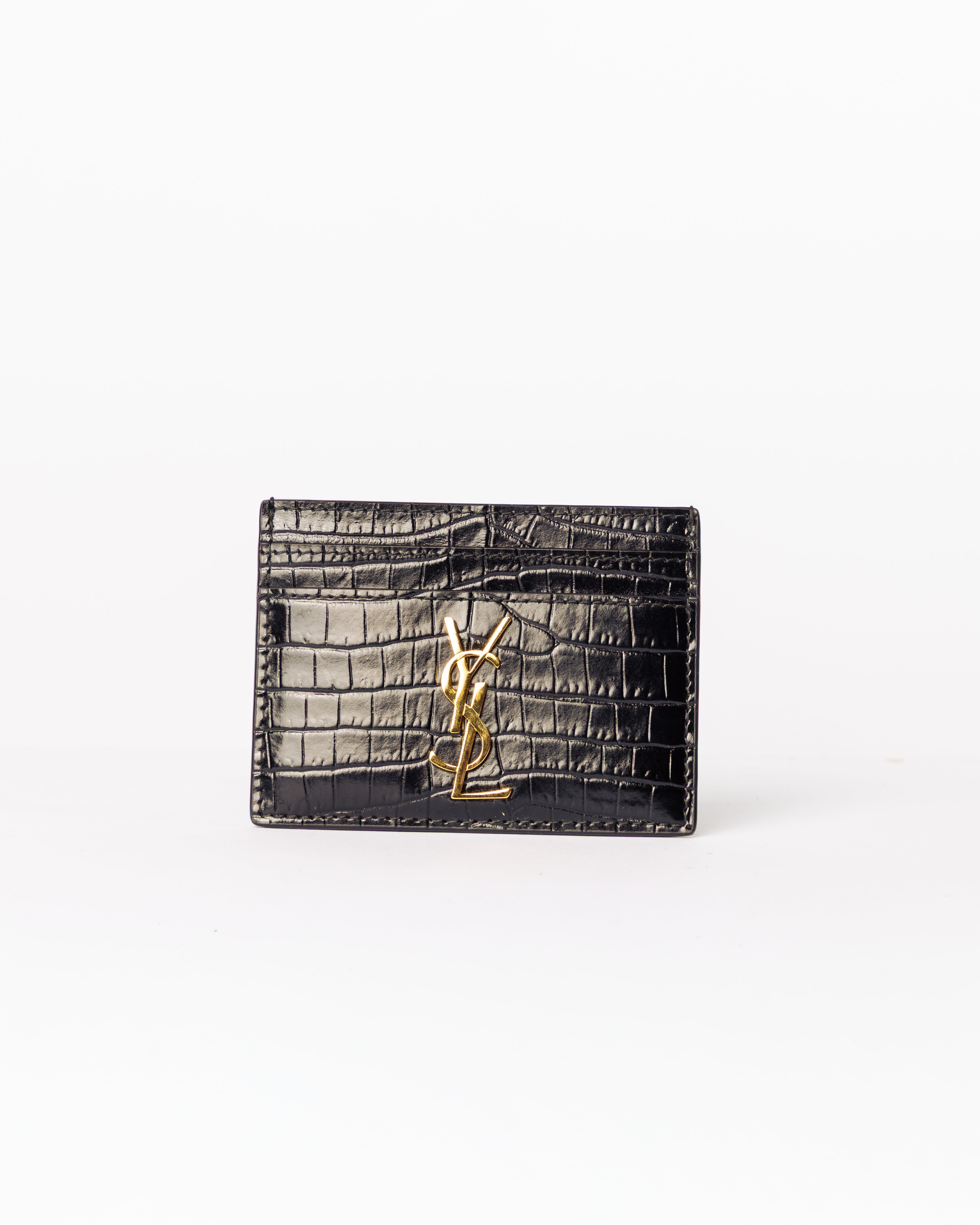 Porta Carte Monogram Croc-Embossed, Saint Laurent
