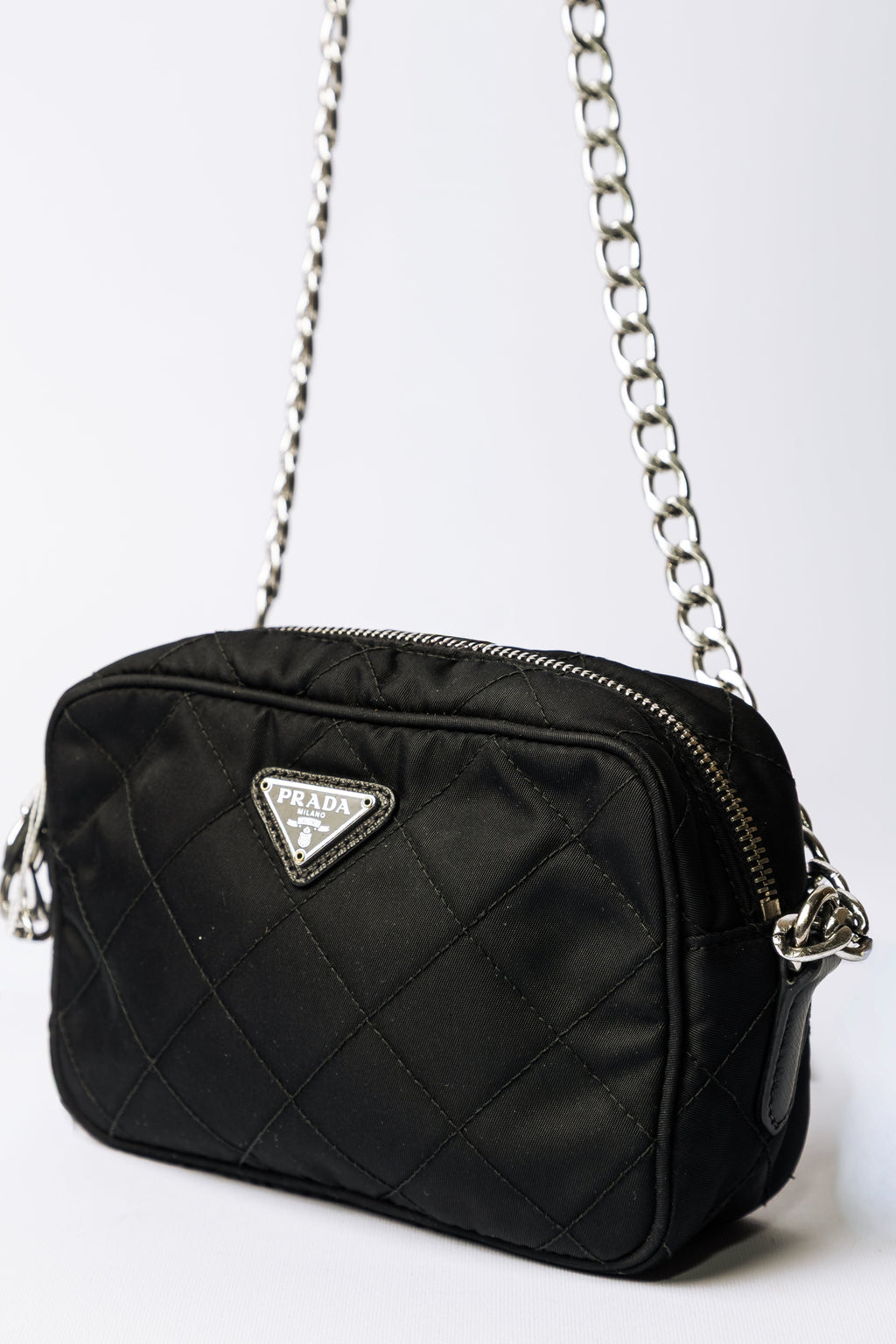 Prada Tessuto Quilted Chain Shoulder Bag