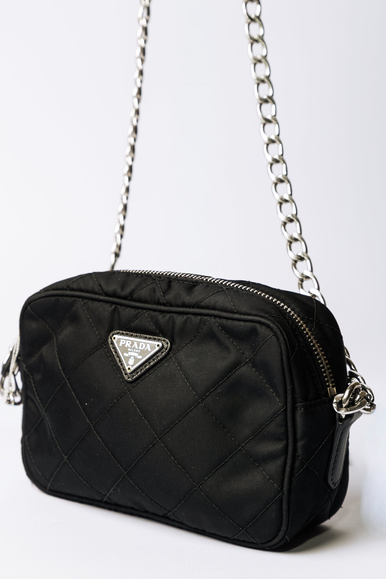Prada Tessuto Quilted Chain Shoulder Bag