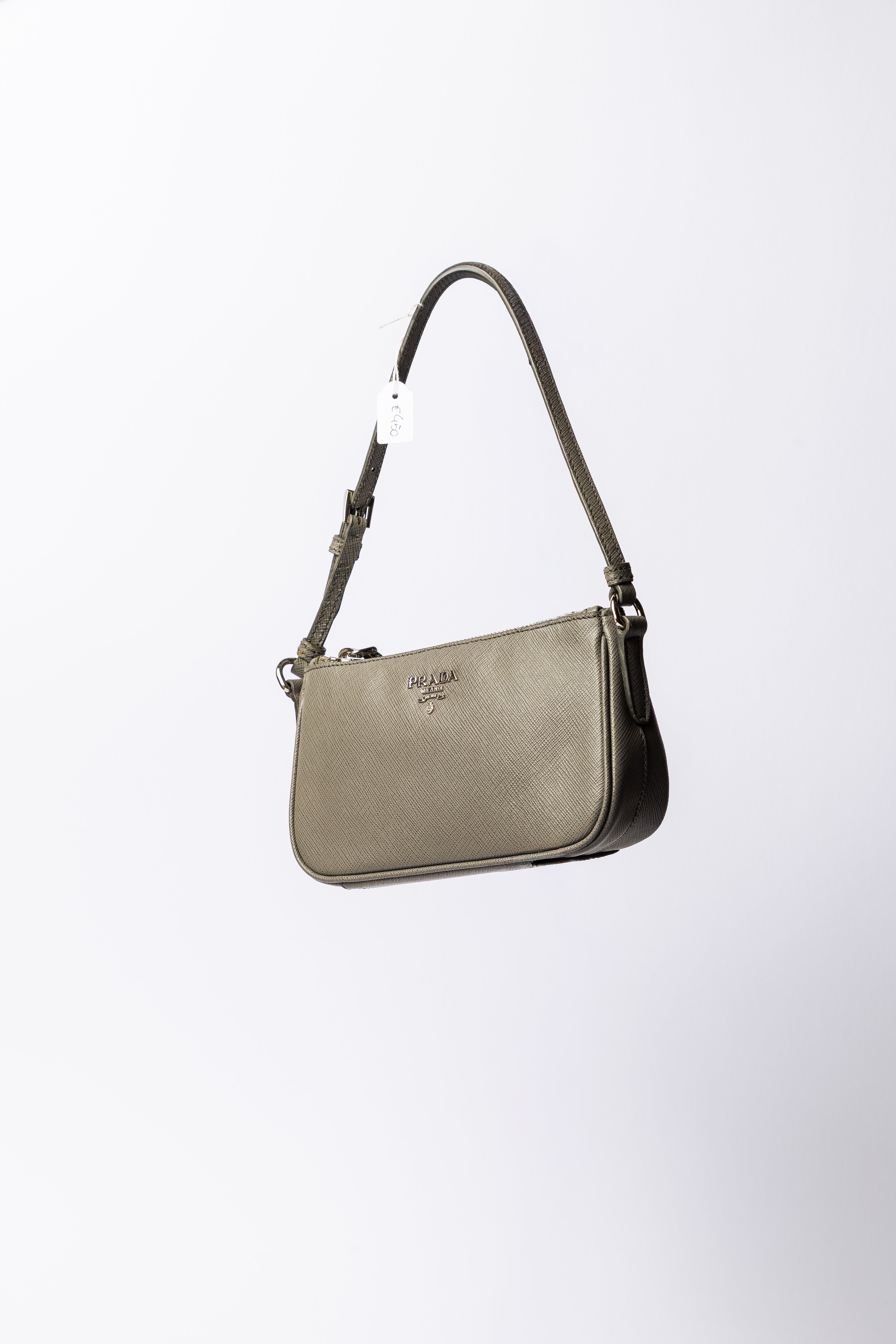Prada Tessuto Shoulder Bag (Khaki / Nylon + Leather)