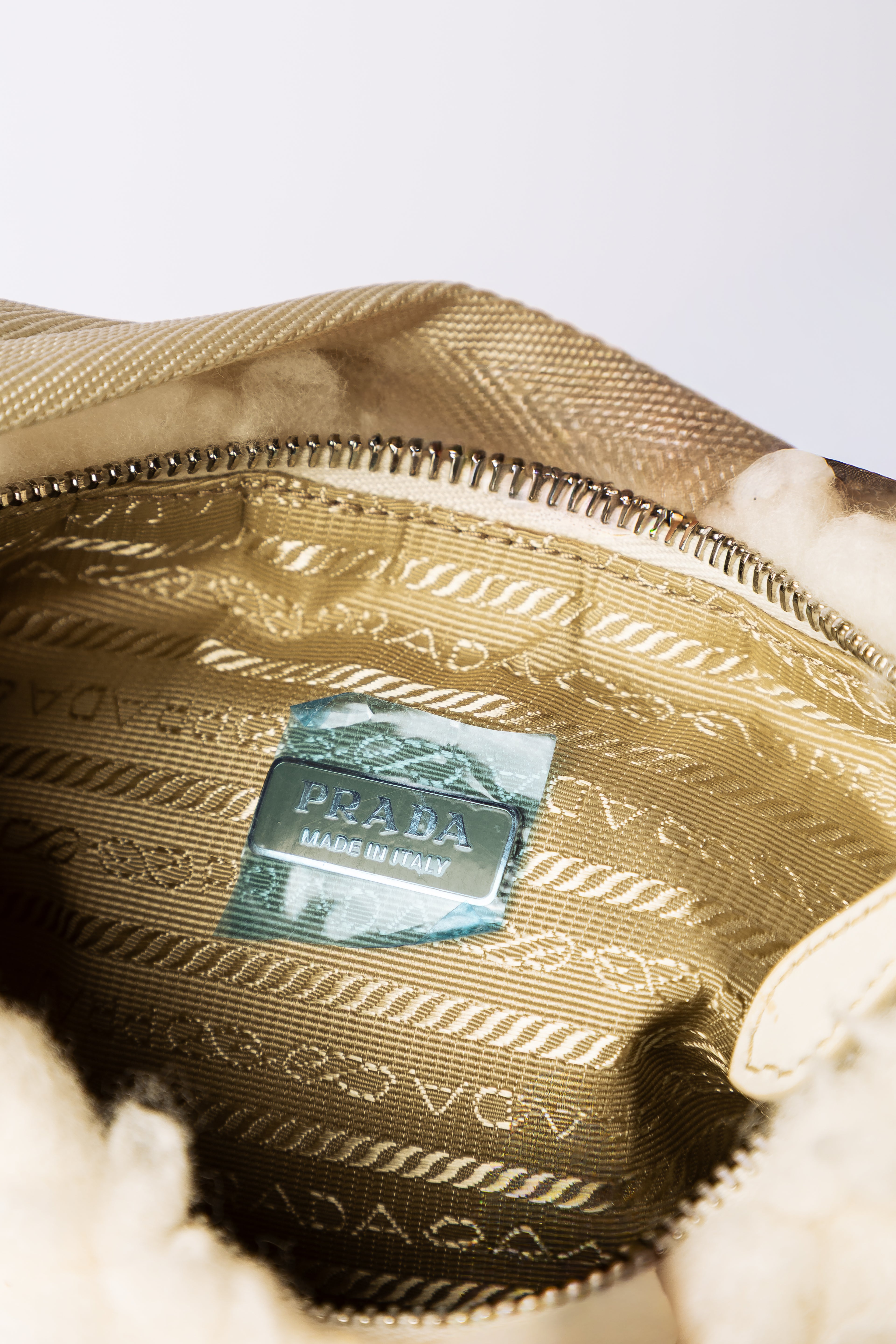 Prada Re-Edition 2000 / 2005 Teddy Shearling Bag (Beige/Ivory)