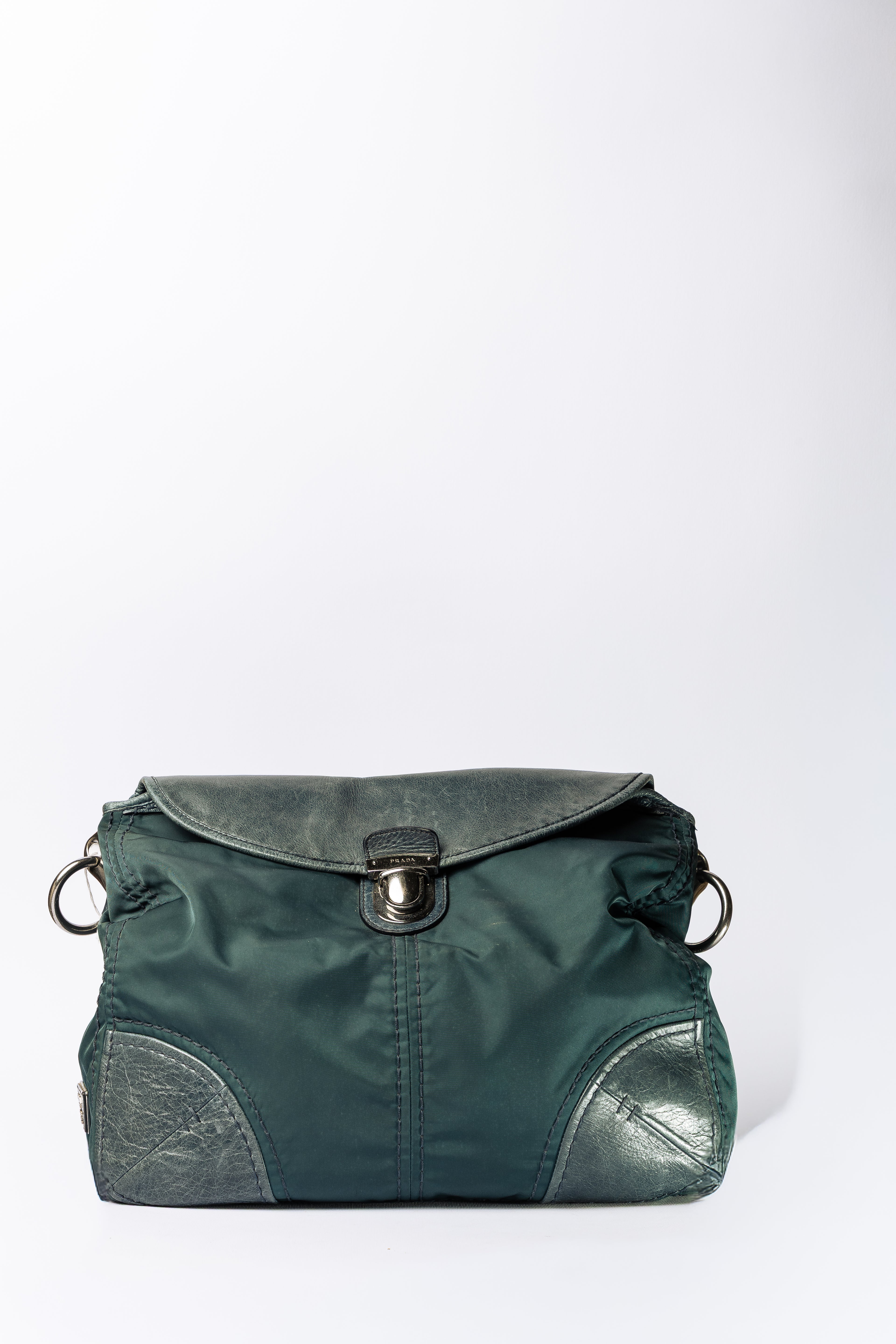 Prada Nylon & Leather Flap Shoulder Bag