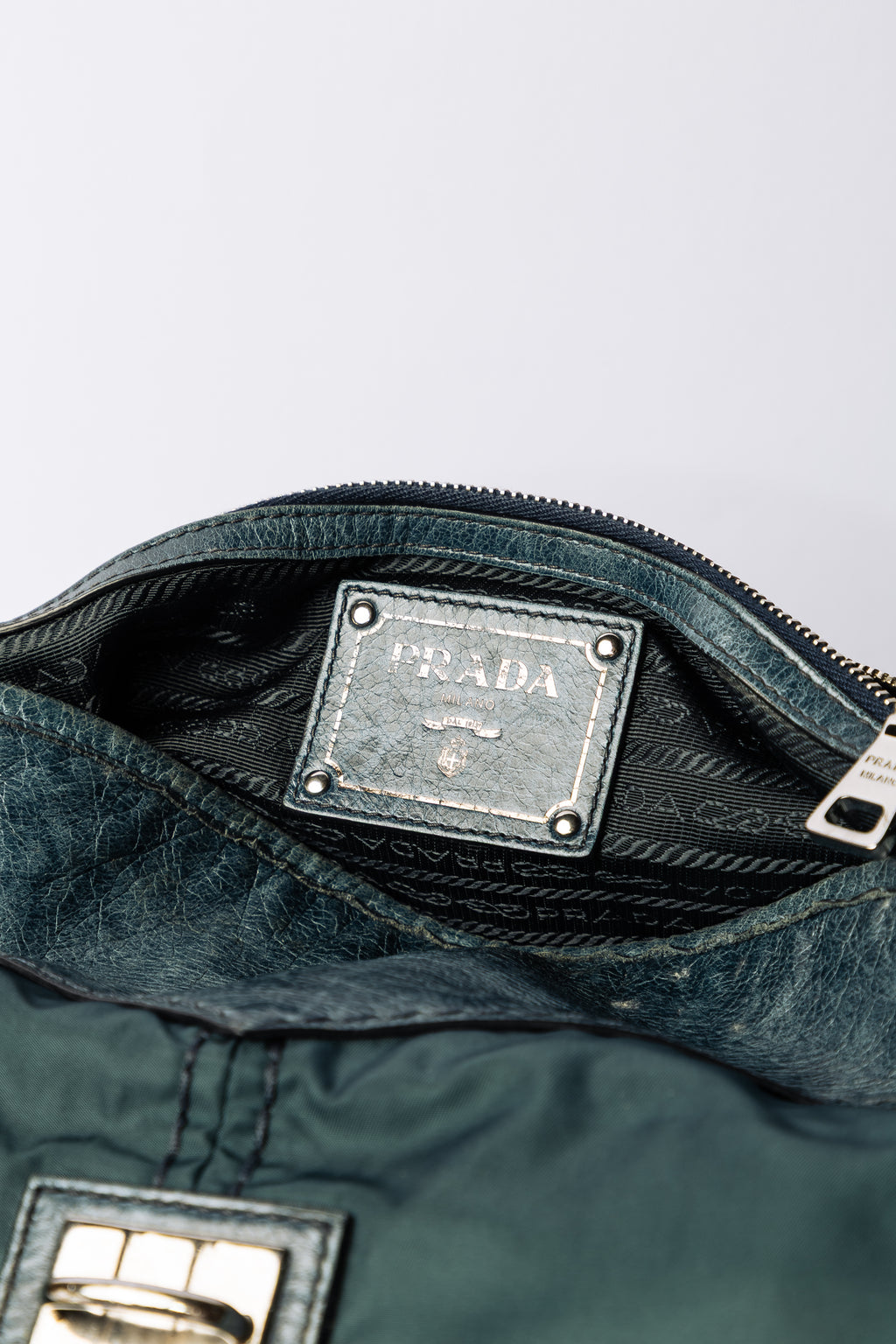 Prada Nylon & Leather Flap Shoulder Bag