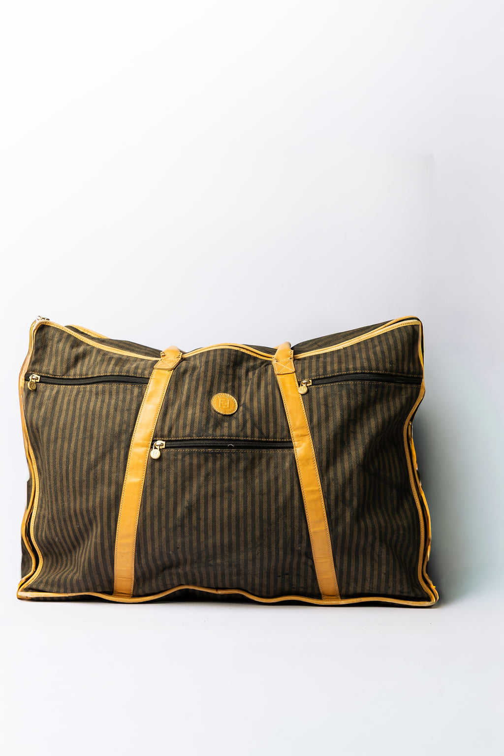 Fendi Zucca Striped Canvas Travel/Messenger Bag