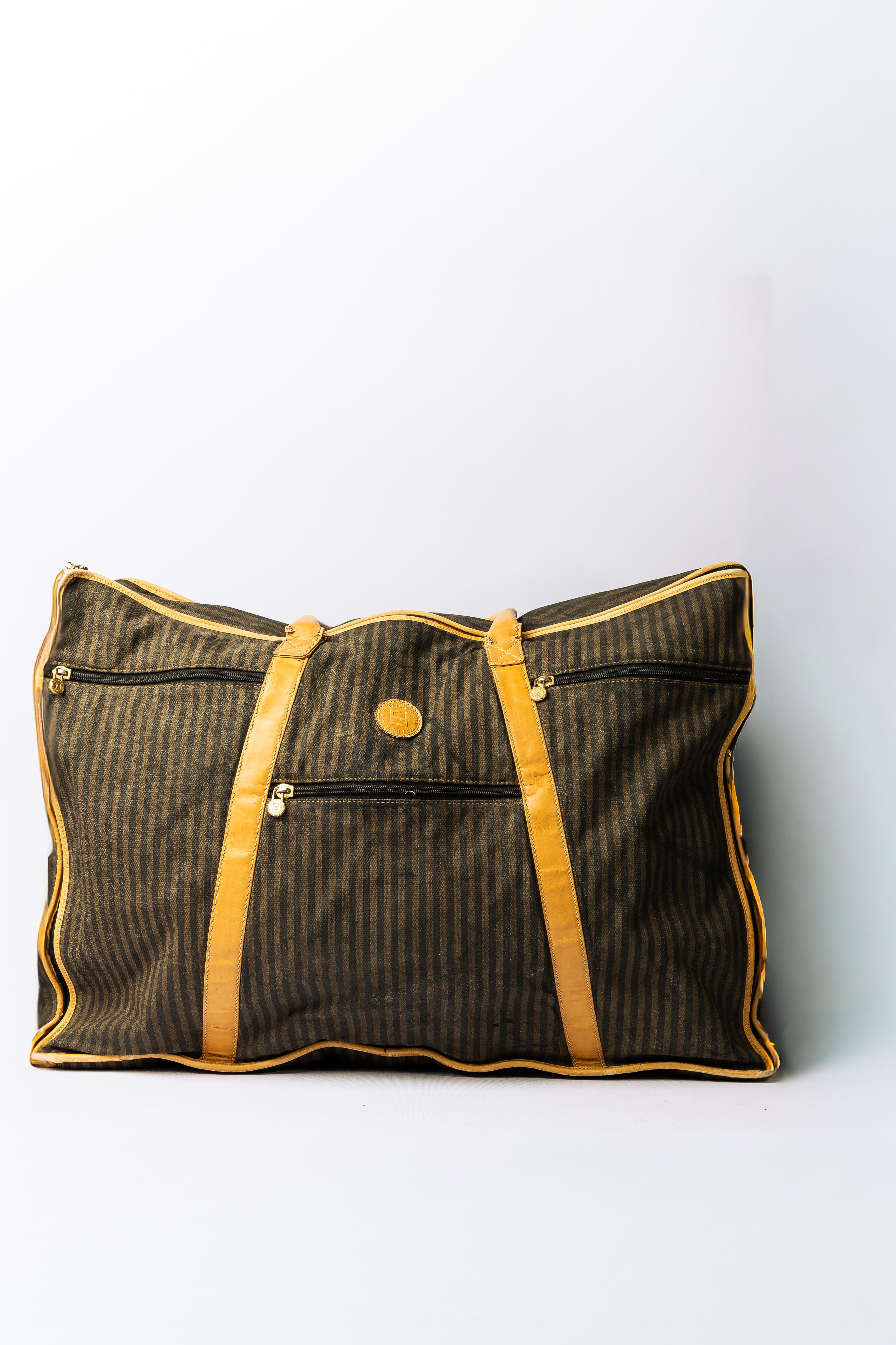 Fendi Zucca Striped Canvas Travel/Messenger Bag