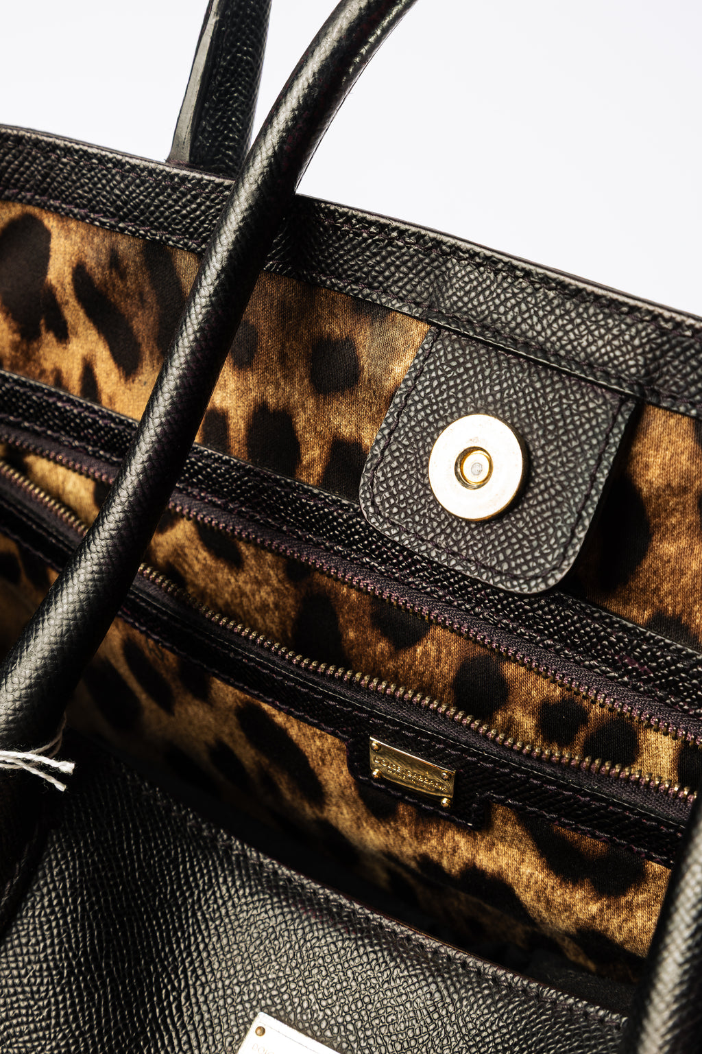 Dolce & Gabbana Leopard Lined Leather Tote – Nera