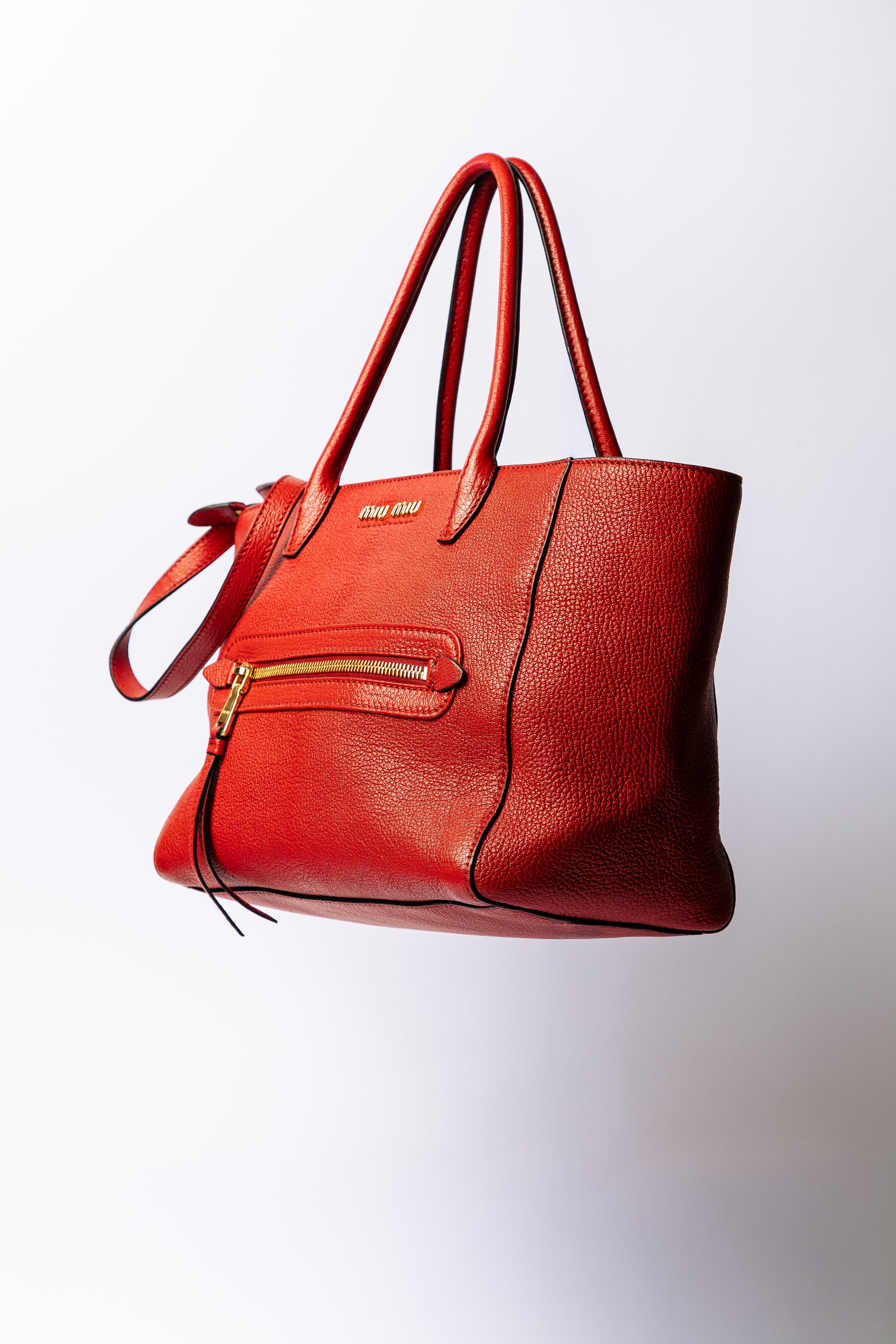 Miu Miu Vitello Shine Tote – Rossa