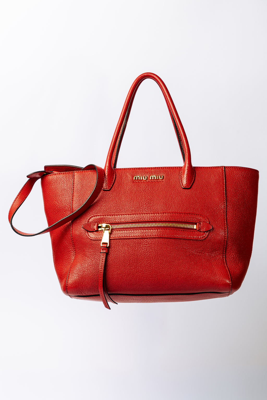 Miu Miu Vitello Shine Tote – Rossa