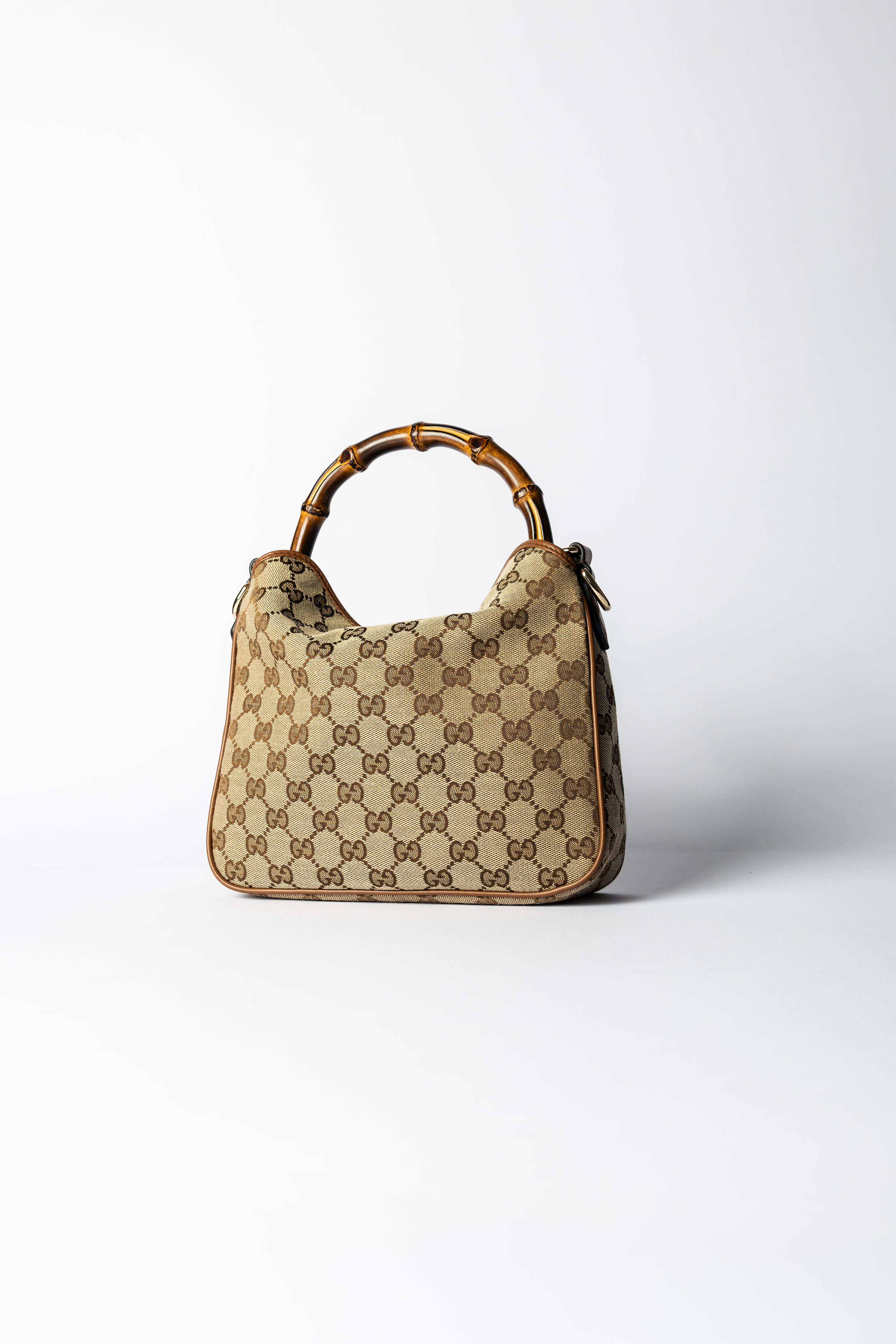 Gucci Canvas Bamboo Handle Bag