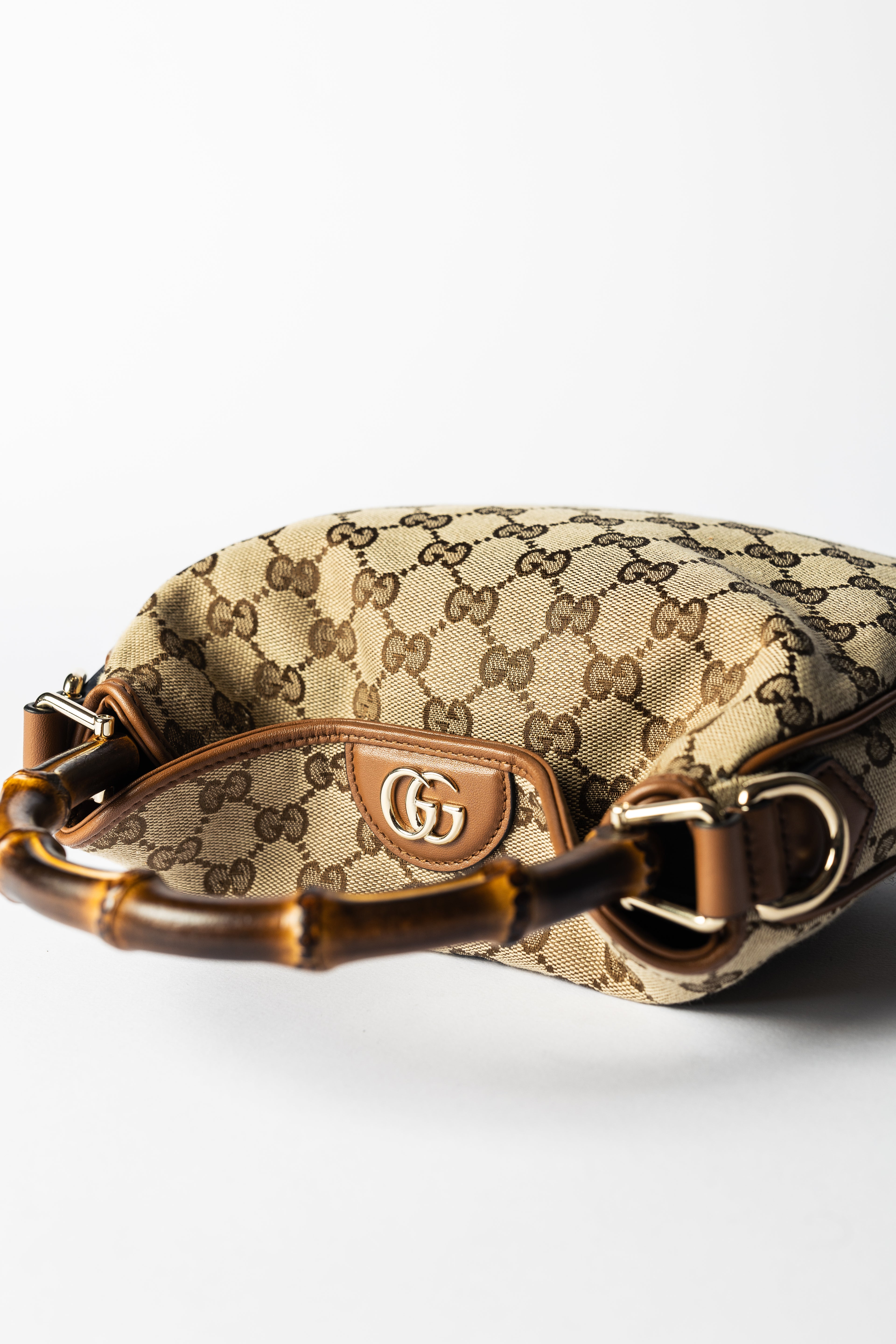 Gucci Canvas Bamboo Handle Bag